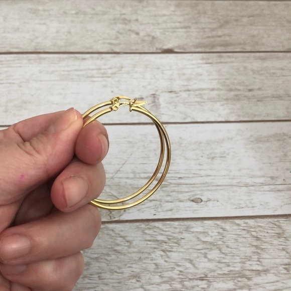NEW Yellow Gold Plated 1.5'' Round Hoop Earrings - Picture 1 of 8